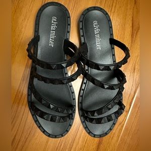 Olivia miller studded strap flat sandals